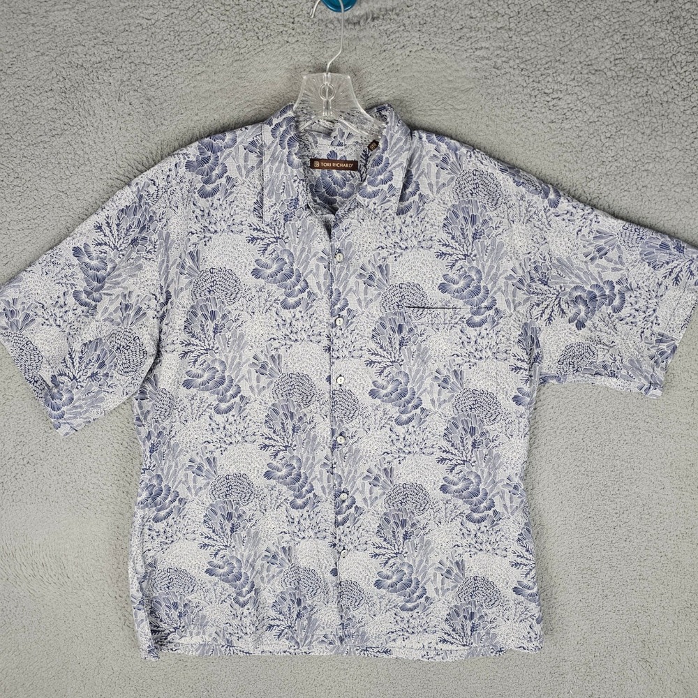 Tori Richard Button Down Mens L Coral Cotton Lawn Hawaii Aloha Shirt USA Made